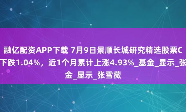 融亿配资APP下载 7月9日景顺长城研究精选股票C净值下跌1.04%，近1个月累计上涨4.93%_基金_显示_张雪薇