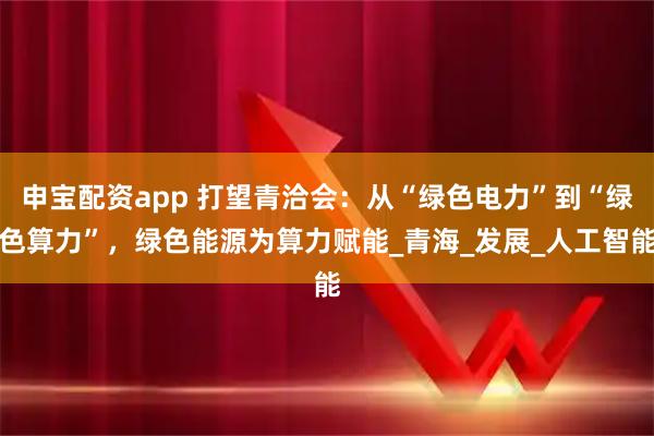 申宝配资app 打望青洽会：从“绿色电力”到“绿色算力”，绿色能源为算力赋能_青海_发展_人工智能